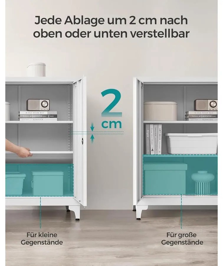 SONGMICS irattartó szekrény, zárható multifunkciós tárolószekrény,matt szürke