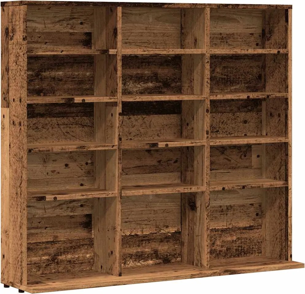 vidaXL antik fa színű szerelt fa CD-szekrény 102 x 23 x 89,5 cm