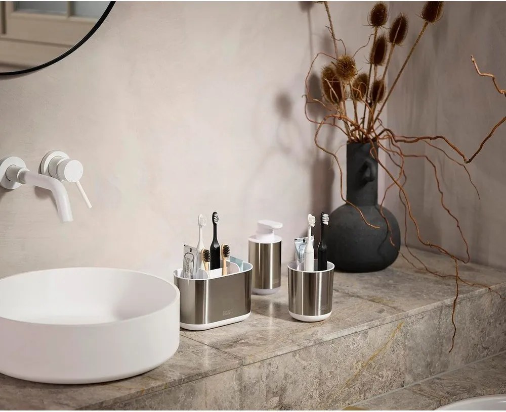 Ezüstszínű rozsdamentes acél szappanadagoló 300 ml Duo Steel – Joseph Joseph