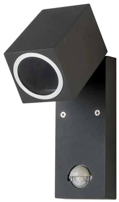 Kobi Kültéri fali lámpa érzékelővel QUAZAR 1xGU10/35W/230V IP44 fekete KB0181