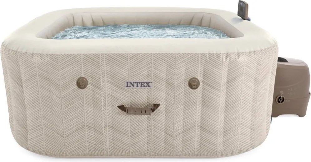 Jacuzzi, INTEX Chevron Deluxe Square S2, 175 x 175 x 71 cm, chevron mintás, 4 személyes, 140 buborékfúvókás, sósvizes rendszer, mobilalkalmazás vezérlés (28446)