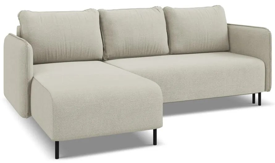 Bézs kinyitható-tárolóhelyes sarokkanapé (bal oldali) Luana – Makamii