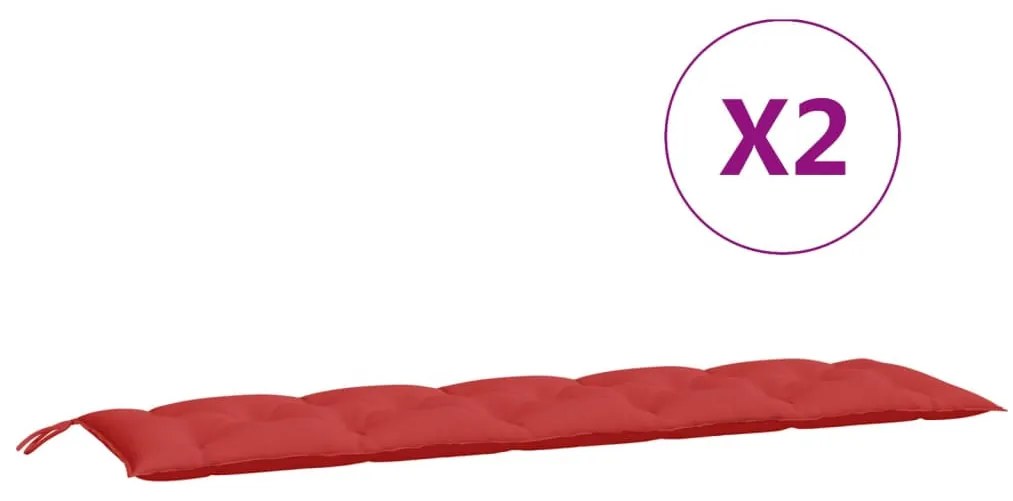 2 db piros oxford szövet kerti padpárna 180 x 50 x 7 cm