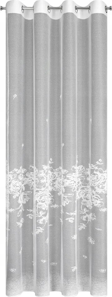 Függöny készre szerelve Alexia 140x250 fehér, virágmintás