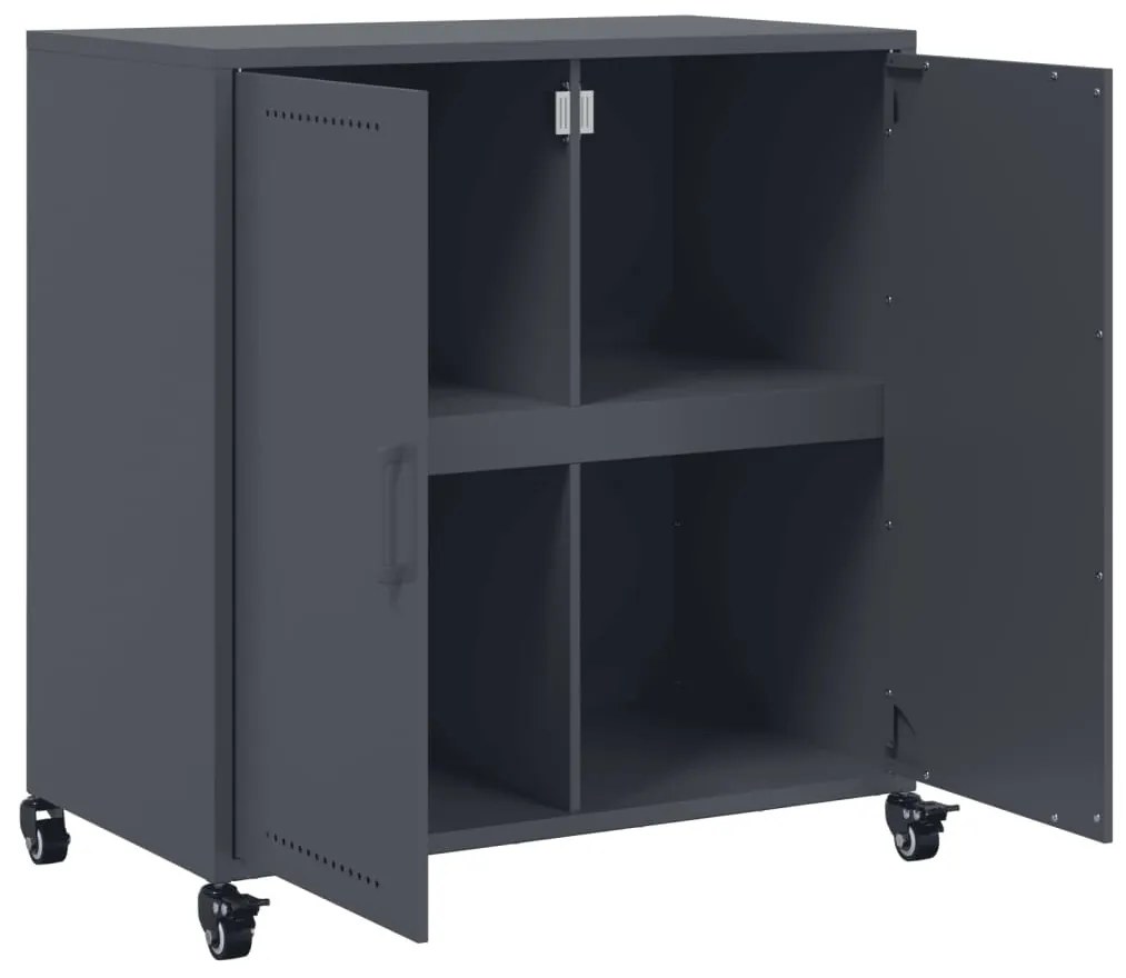 antracitszürke acél tálalószekrény 68x39x72 cm