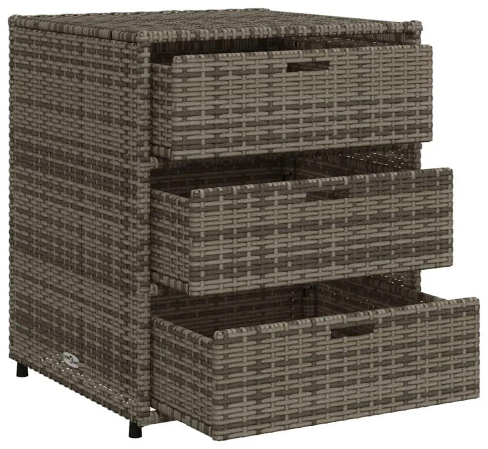 szürke polyrattan kerti tárolószekrény 55 x 59 x 69 cm