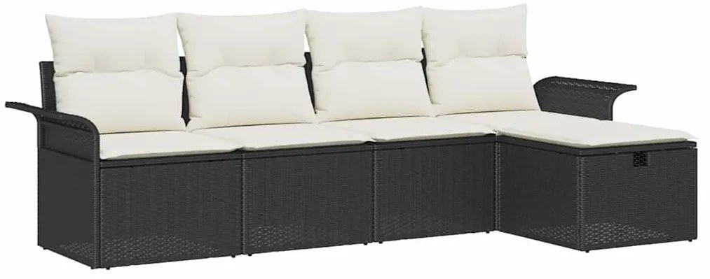 Kerti Kanapé Szett 5 pcs Fekete és krémszínű 251 x 117 x 85 cm