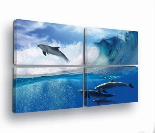 Vászonkép 120x80 Óceán delfinek hullámok a víz alatt nap természet tengeri élet