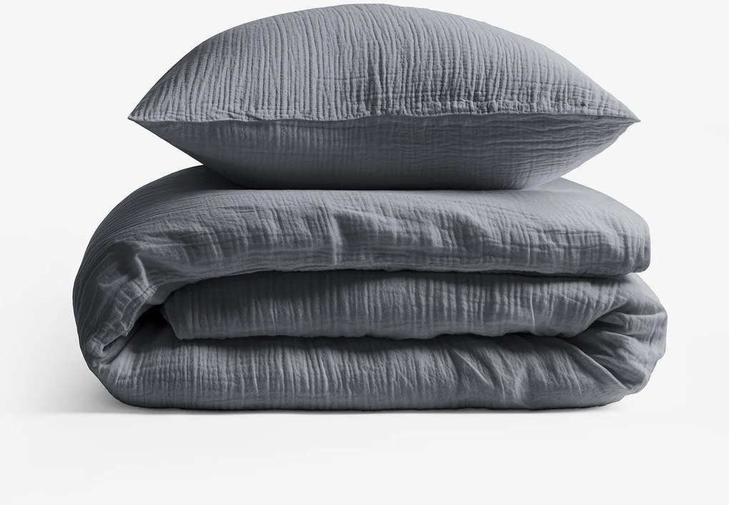 Goldea muszlin ágyneműhuzat – antracit 150 x 200 és 50 x 60 cm