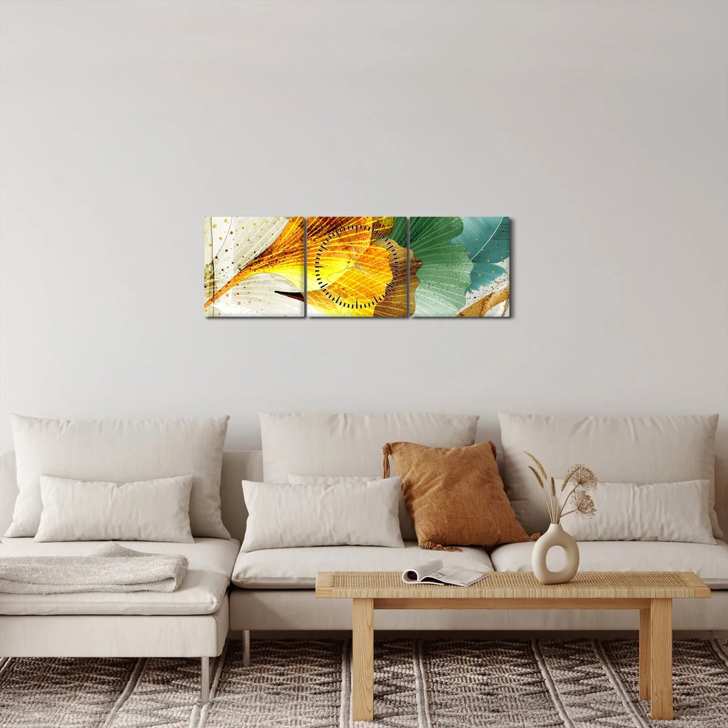 Kép - Levelek (órával) (90x30 cm)
