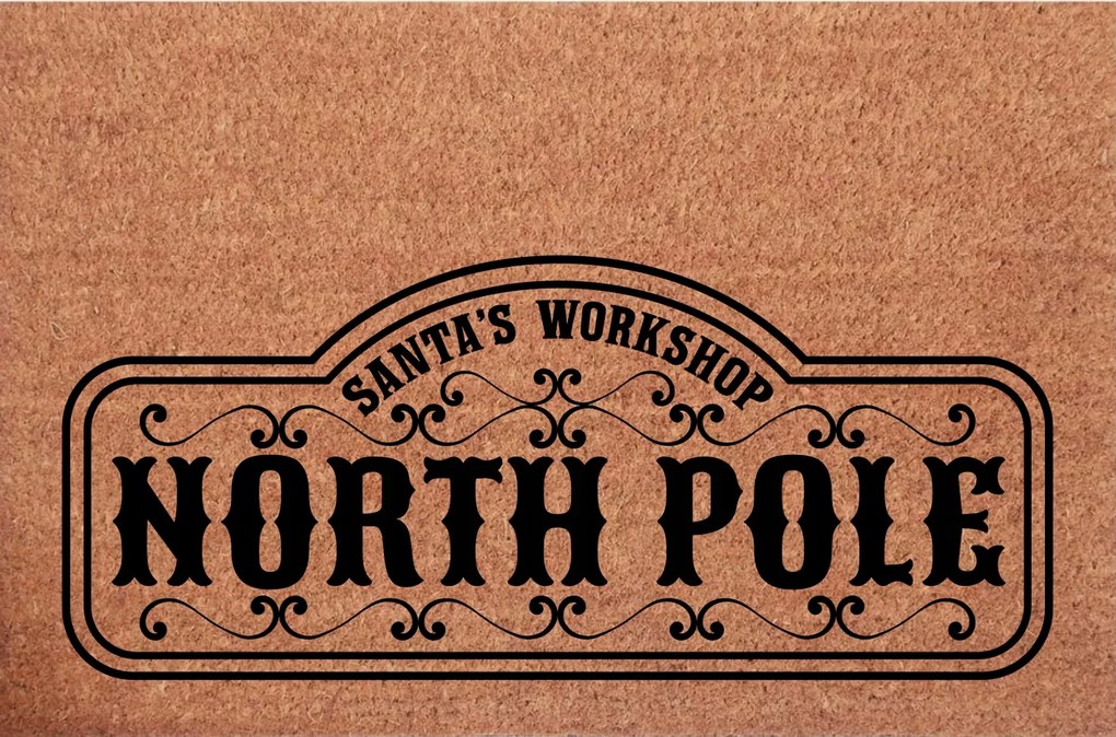 Karácsonyi Lábtörlő kókusz ajtó alá dekoratív gravírozás North Pole