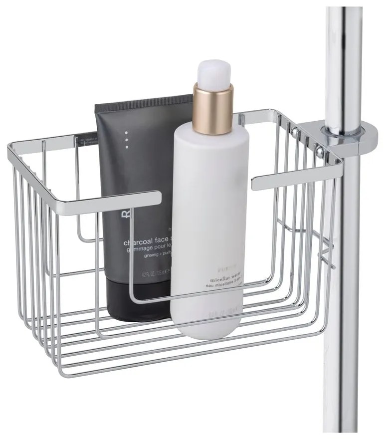 Fényes ezüstszínű öntapadós rozsdamentes acél fürdőszobai polc Valognes – Wenko