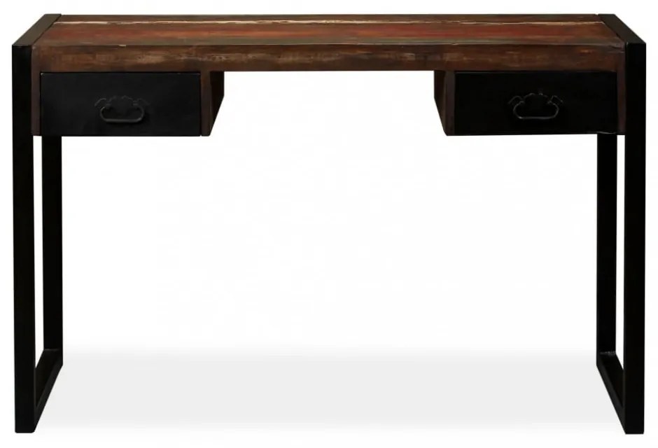 tömör újrahasznosított fa íróasztal 2 fiókkal 120 x 50 x 76 cm