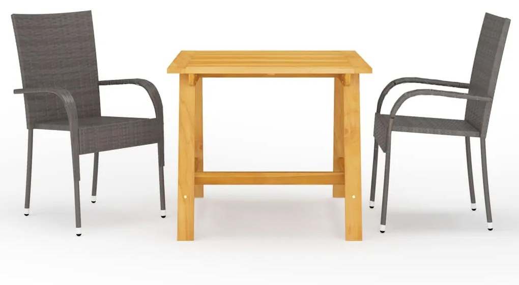 vidaXL 3 részes barna kerti étkezőgarnitúra