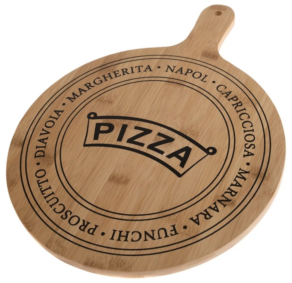 Pizza szervírozó bambusz vágódeszka, 40,5 x 31 x 1,5 cm