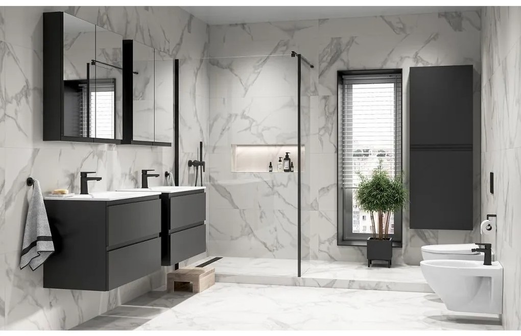 Cersanit Moduo, tükrös fali szekrény 60x14x80 cm, antracit matt, S590-072-DSM