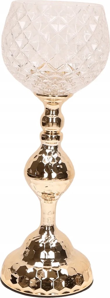 Egyedi arany gyertyatartó üveggel 13x35 cm