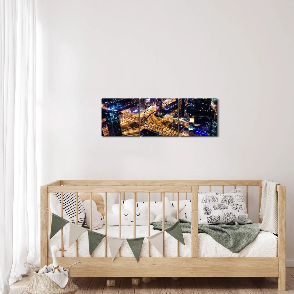 Éjszakai város képe (órával) (90x30 cm)