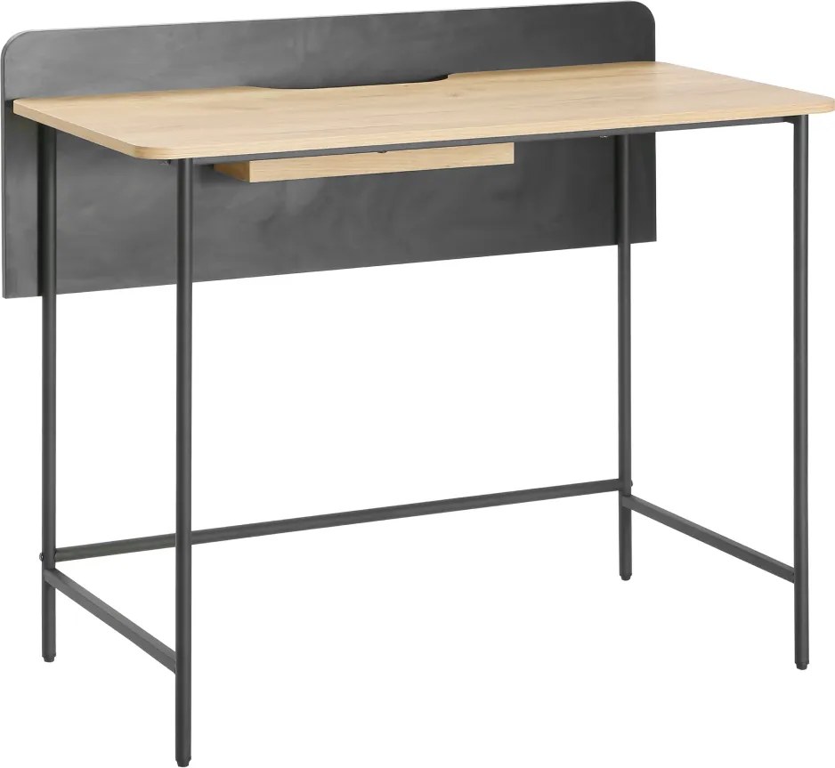 Számítógépasztal, tölgy/fekete, KOMPUS