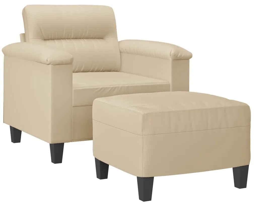 krémszínű mikroszálas szövet kanapéfotel lábtartóval 60 cm