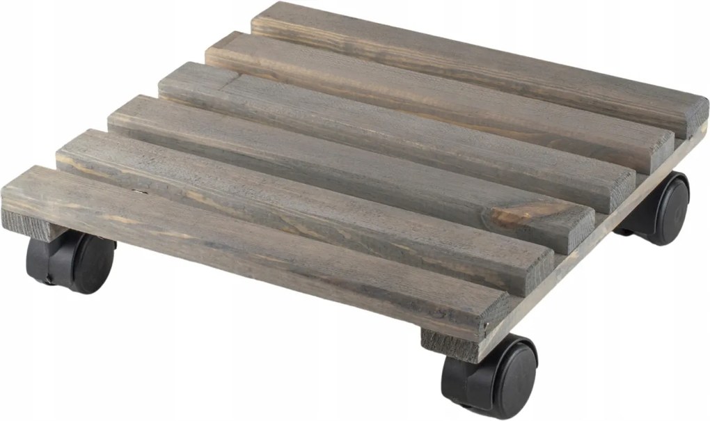 Fa Gurulós Állvány kaspó alá Tartós Szürke 28cm széles