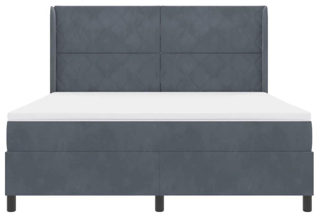 Boxspring Ágy Matrac Kép sötétszürke 180x200 cm bársony