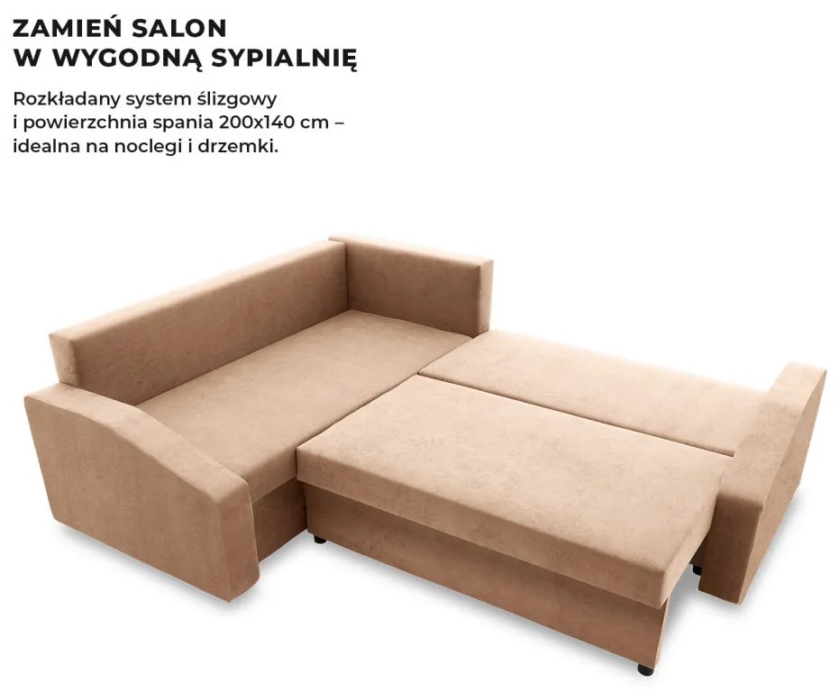 Grande Plus sarokkanapé, baloldali, szövet anyag, barna