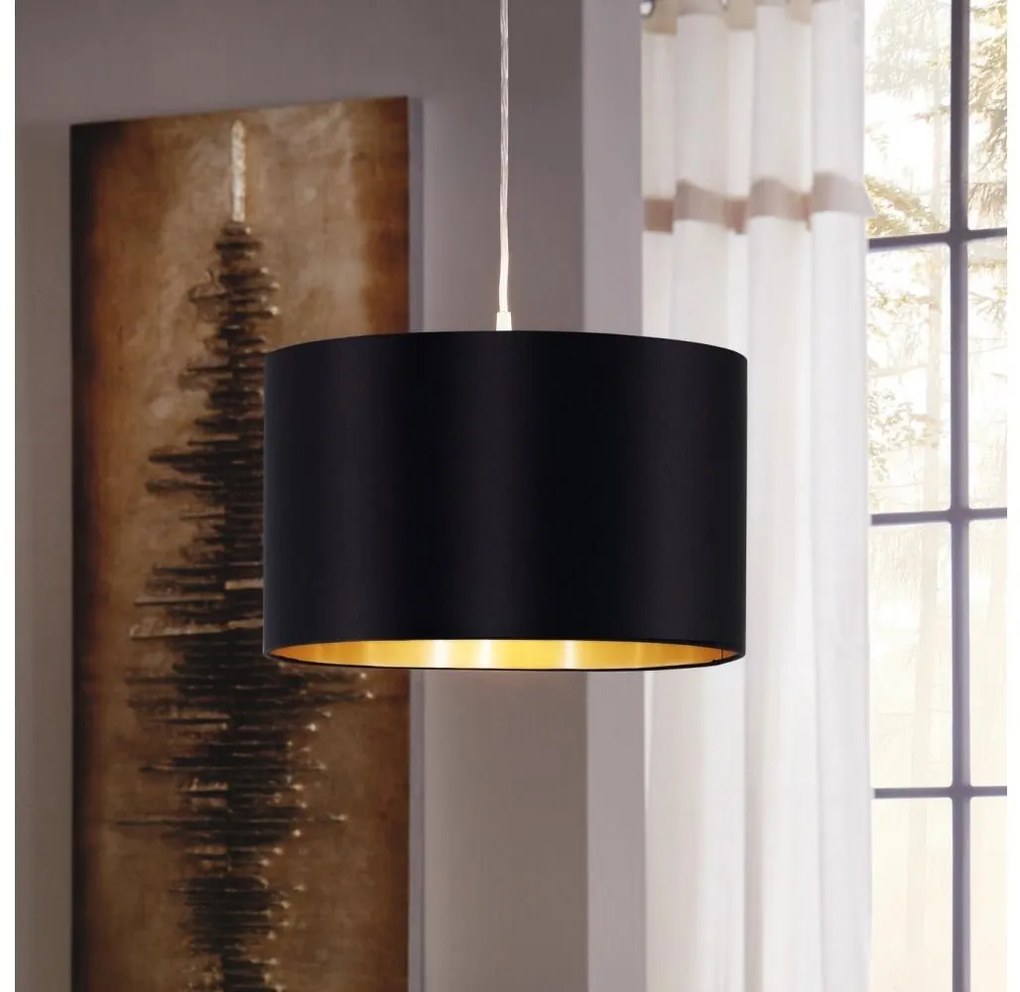 Eglo 78691 - Csillár zsinóron MASERLO 1xE27/60W/230V átm. 38 cm fekete/réz