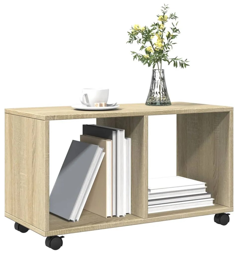 sonoma tölgy színű szerelt fa görgős szekrény 72 x 33 x 42,5 cm