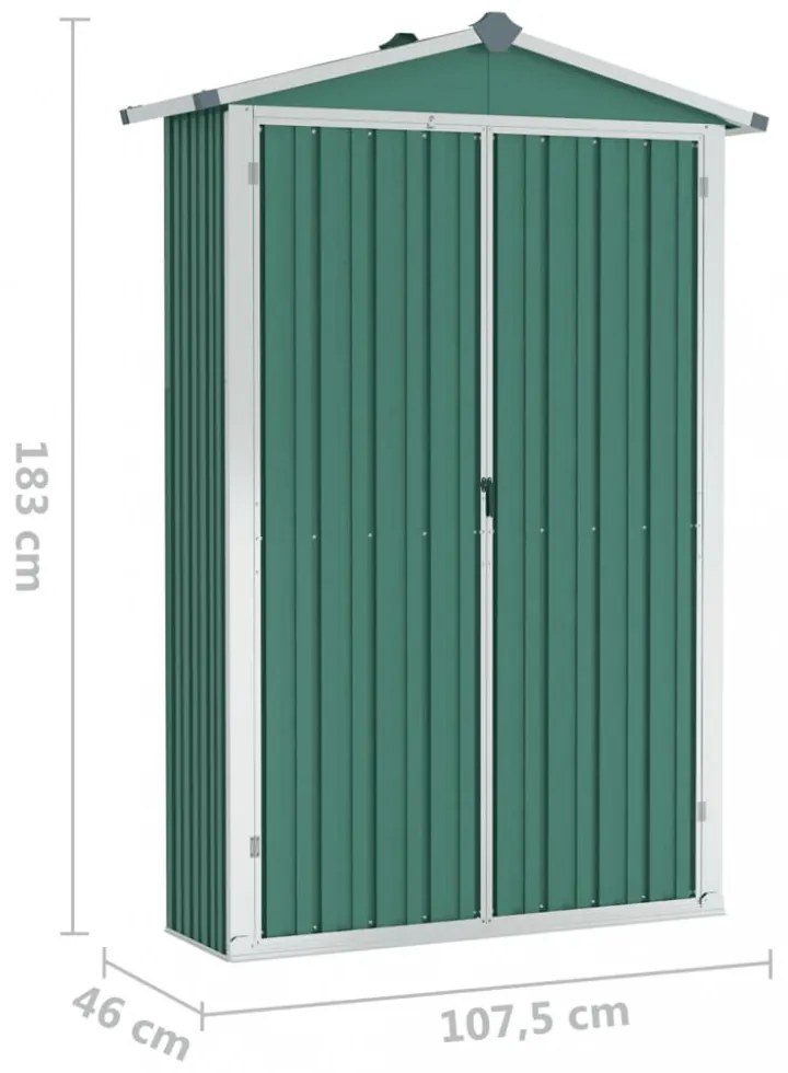 zöld horganyzott acél kerti fészer 116x45x175 cm