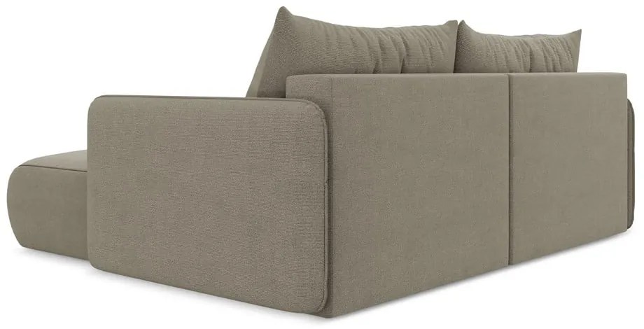 Bézs kinyitható-tárolóhelyes sarokkanapé (jobb oldali) Nanea – Makamii