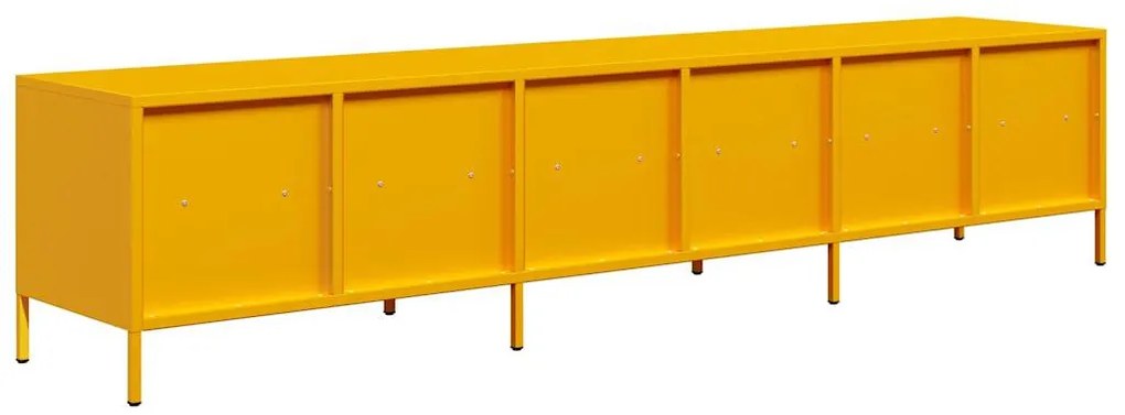 mustársárga hidegen hengerelt acél TV-szekrény 202x39x43,5 cm