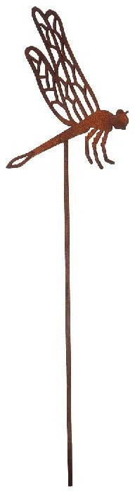 Rusztikus lézervágott leszúrható szitakötő sziluett, kültéri és beltéri dekorációs kiegészítő, 37 cm