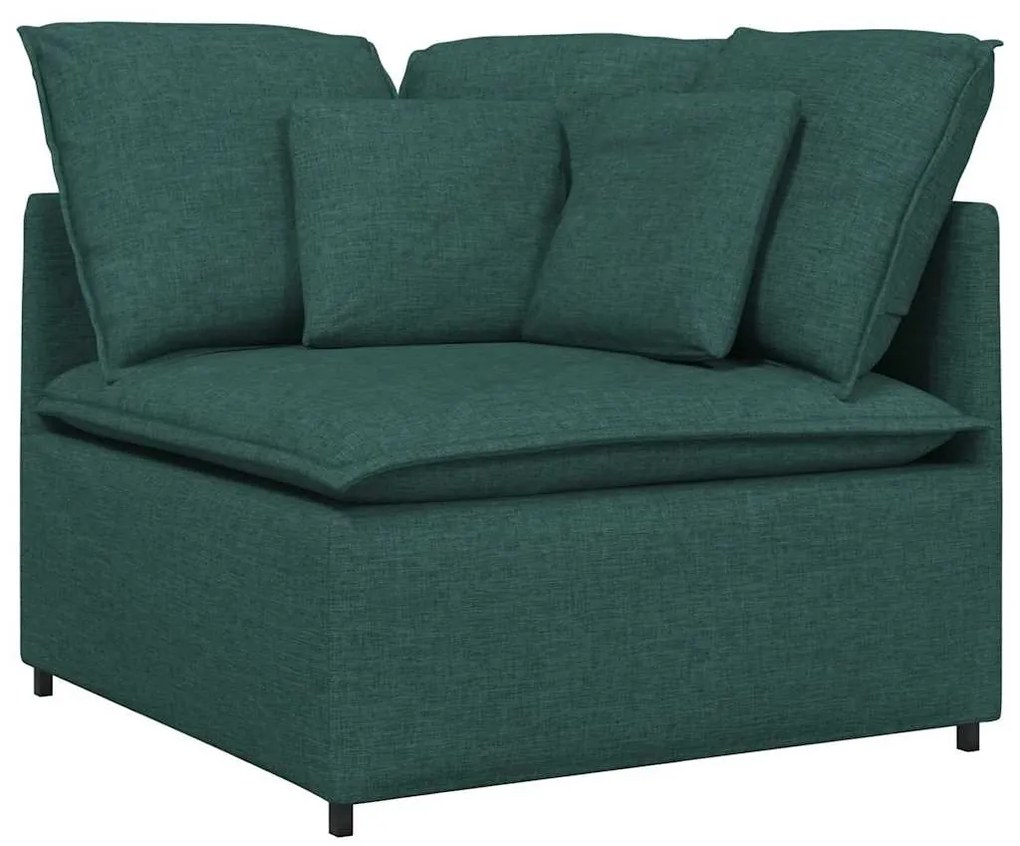 sötétzöld moduláris kanapé sarokmodul párnákkal 100 cm