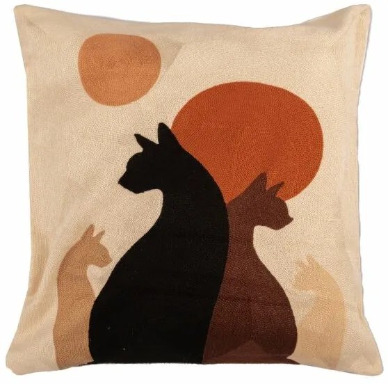 Macskák kötött párnahuzat, 45 x 45 cm
