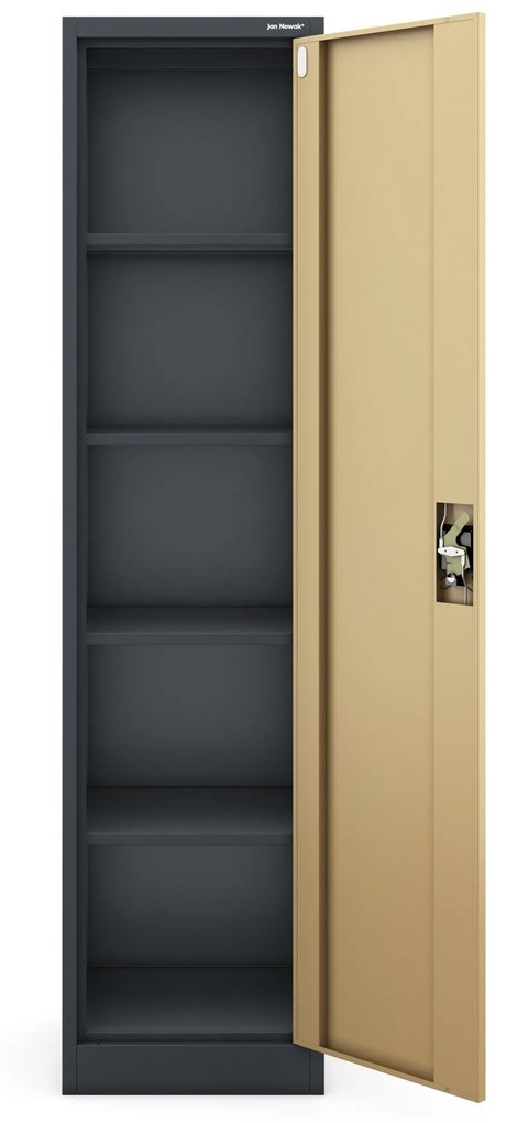 Fém iratszekrény ALEX, 450 x 1850 x 400 mm, Eco Design: antracit/ dió