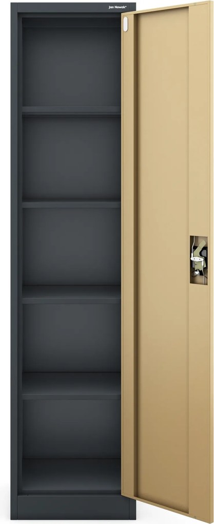 Fém irodai iratszekrény, antracit/dió, 450x1850x400 mm: ALEX Eco Design