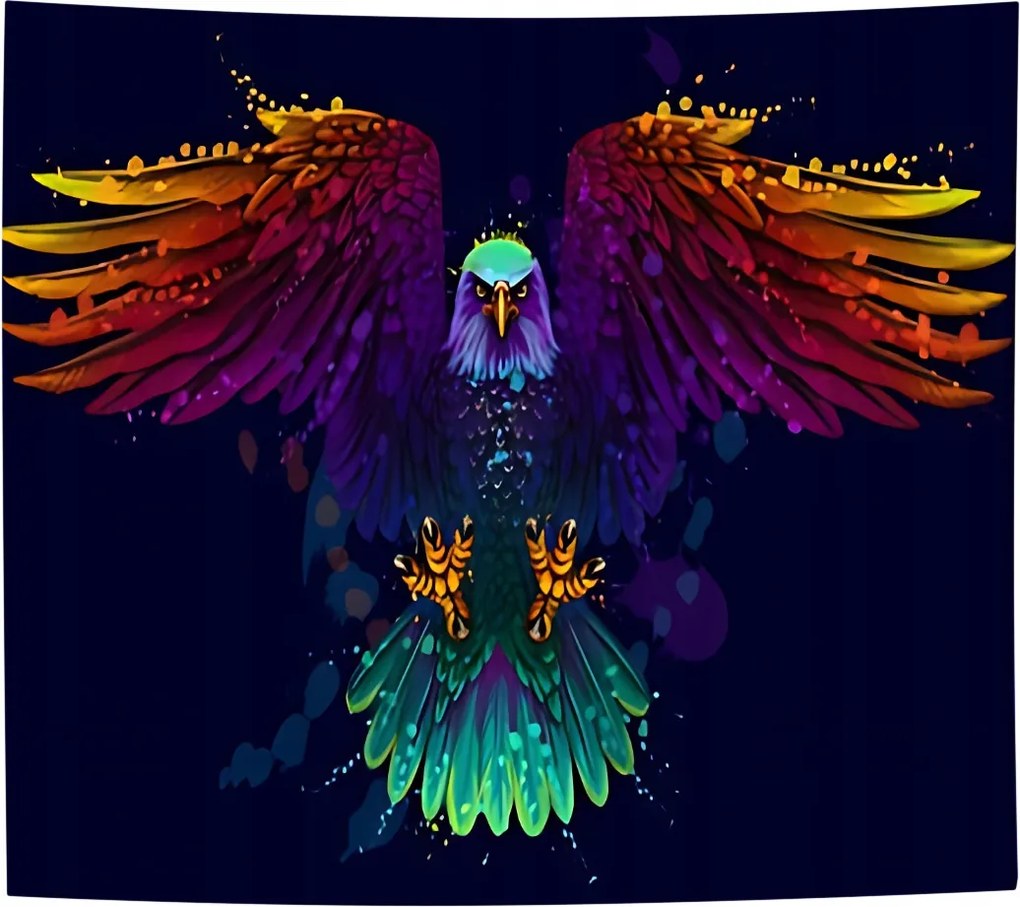Uv Fali Dekoráció Vászonkép Fluoreszkáló Gobelin Fényvisszaverő 150x150cm Sas