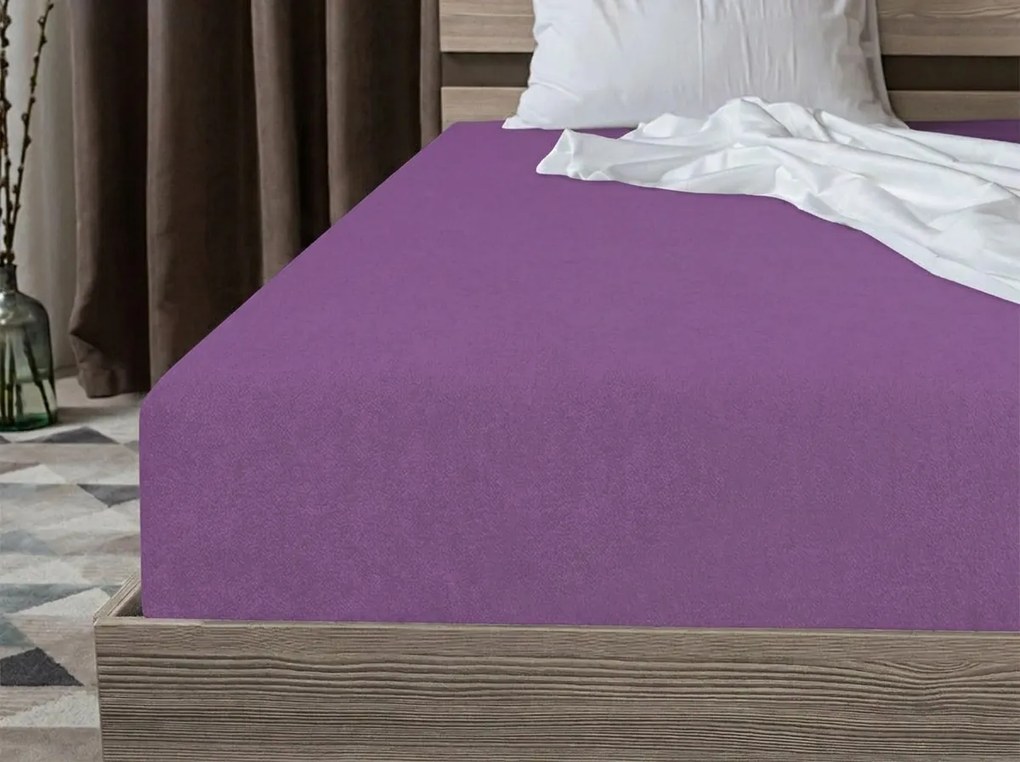 Frottír gumis lepedő PREMIUM lila 180x200 cm