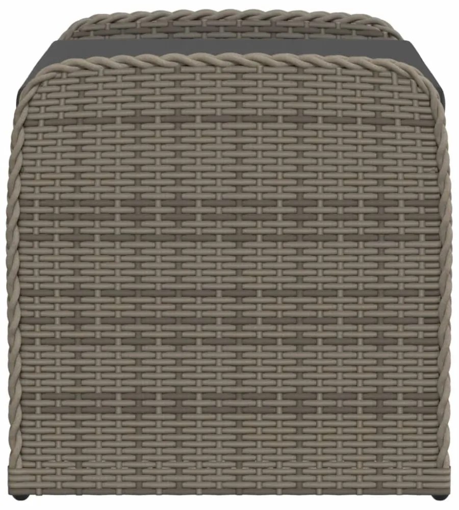 szürke polyrattan tárolópad párnával 80 x 51 x 52 cm