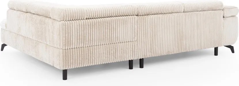 Krémszínű kordbársony sarokkanapé (jobb oldali-L alakú) Marbeya – Ropez