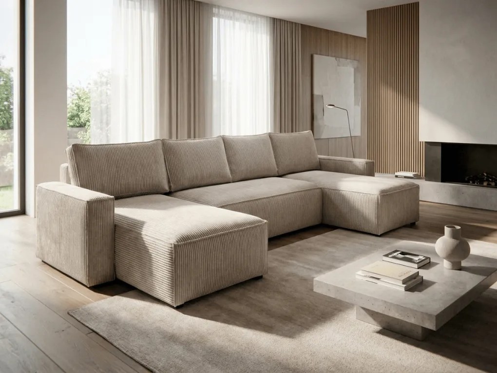 U alakú ülőgarnitúra SMART COSARO 295x140 cm, bézs