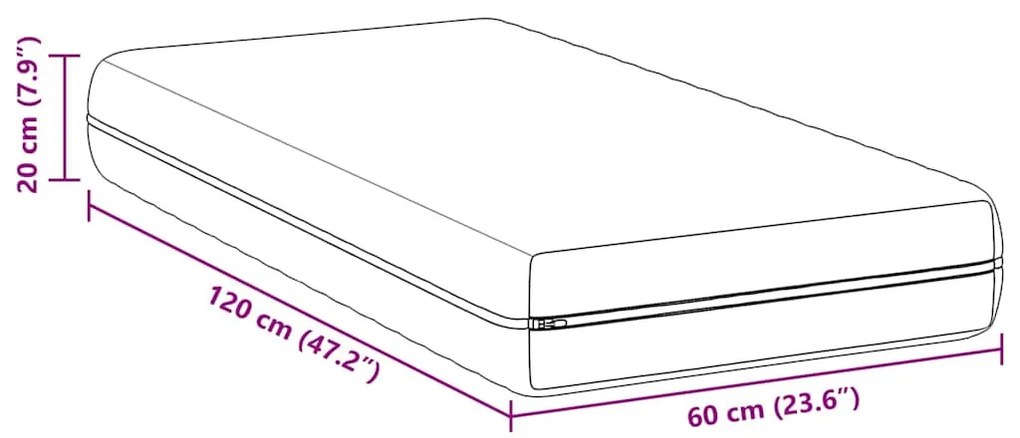 Matrac kókuszréteggel Fehér 60 x 120 cm Zsebmátrac