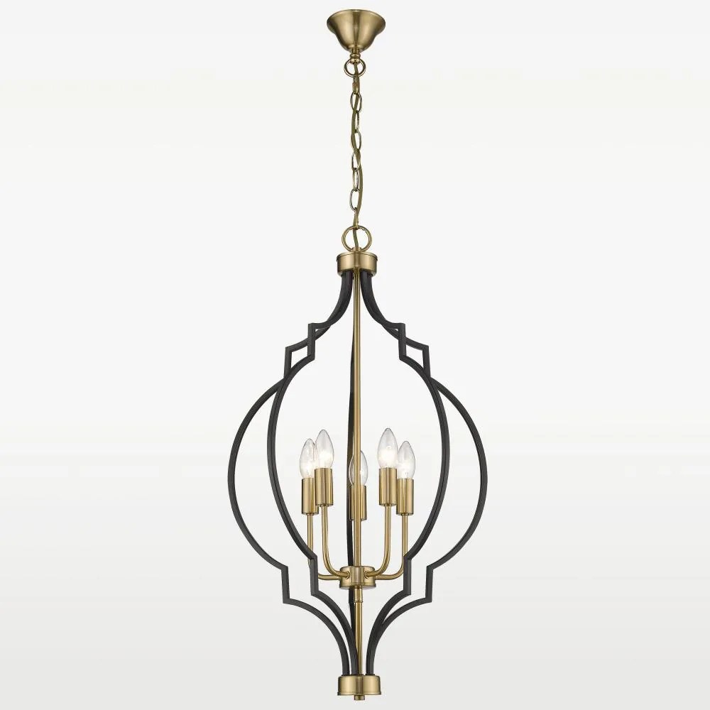 COSMOLIGHT P05186BK NASHVILLE Klasszikus Függesztett Lámpa Fekete, Arany E14 IP20