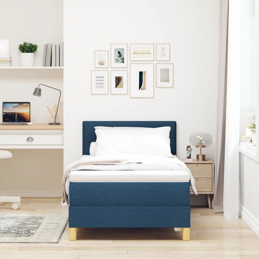 Box Spring Ágy matraccal Kék 90x190 cm Szövet