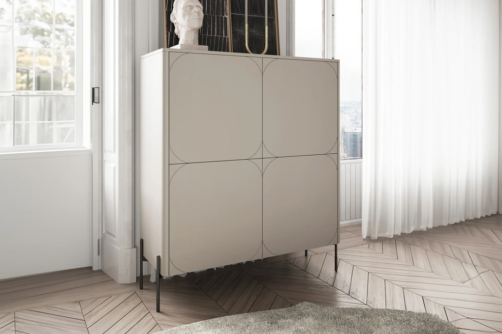 Sonatia magas komód 120 cm kétajtós rejtett fiókokkal - kasmír