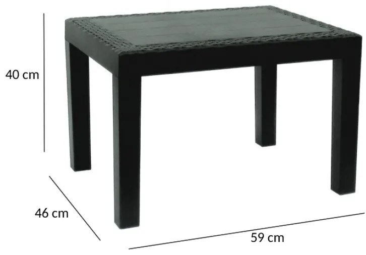 JACK RATAN kerti műanyag asztal antracit színben