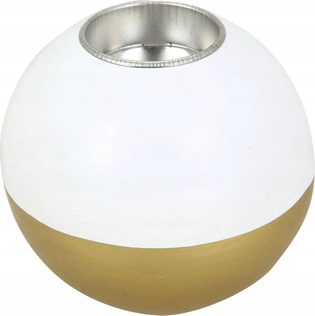 Fa Gyertyatartó Gömb fehér karácsonyi Ø 10cm