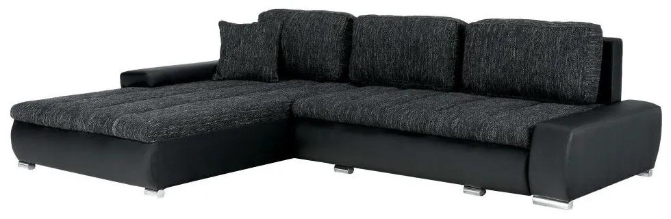 Kinyitható kanapé, megfordítható L alakkal, fekete - EDOUARD