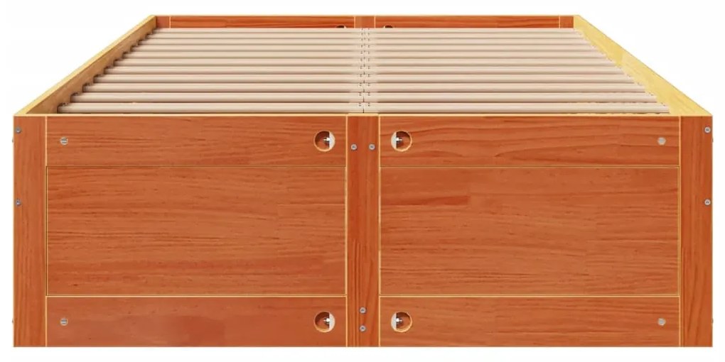 barna tömör fenyőfa fiókos ágykeret matrac nélkül 120 x 200 cm